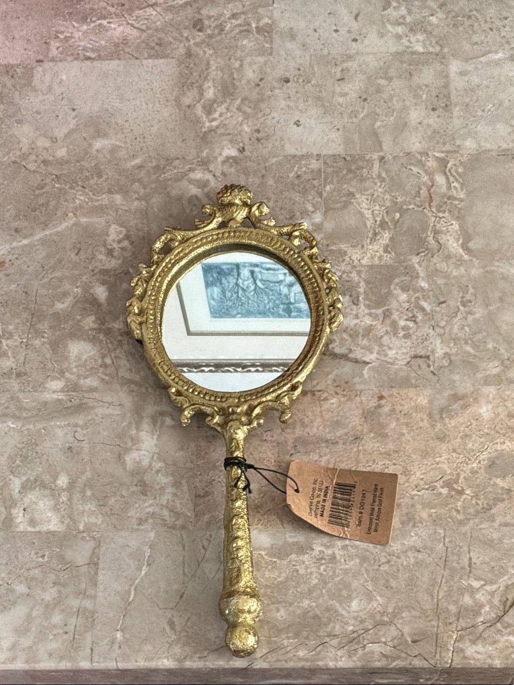 Ornate Gold Hand Mirror Wall  - Vintage-Style